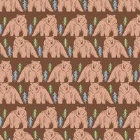 Grizly Bear Hand drawn pattern design vector