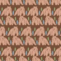 Grizly Bear Hand drawn pattern design vector