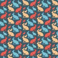 Multicolor Rabbit Hand drawn pattern design vector