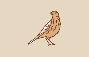 Hand Drawn Vintage Little Bird vector illustration.eps