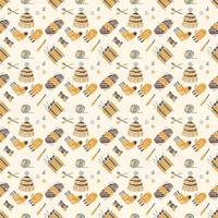 Seamless pattern on a knitting theme, brown things vector