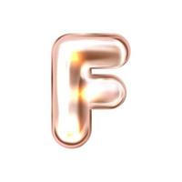 Perl pink foil inflated alphabet symbol, isolated letter F vector