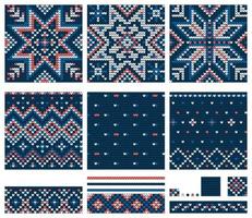 Set of Norwegian Star knitting patterns vector