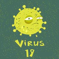 Sad coronavirus in a cartoon style vector