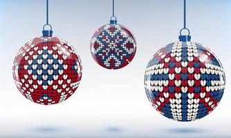 Chrstmas Tree baubles with knitting ornament vector