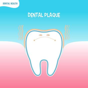 Cartoon bad tooth icon with dental plaque vector