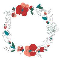 Poppy seasonal light floral wreath frame vector