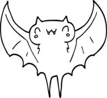 murciélago de dibujos animados de dibujo lineal vector