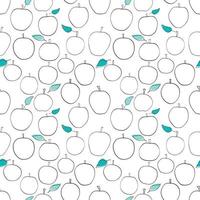 Apple seamless pattern in line art style vector