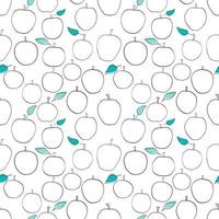 Apple seamless pattern in line art style vector