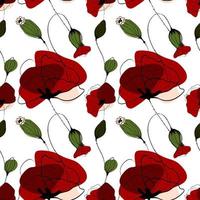 Poppy flower summer seamless pattern vector