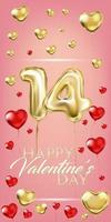 Happy Valentine Day pink portrait banner vector