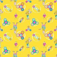 Fidget spinner toy and coffe hipsters seamless pattern vector