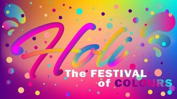 Greeting banner in disco style for Holi festival vector