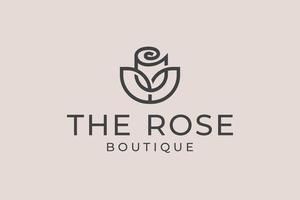 Minimalist elegant flower rose beauty with line art style. logo use cosmetics, yoga and spa logo design inspiration. vector