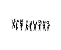 Team building concept. Group of people gather and work together to get good business results. Idea of communication and cooperation. Isolated flat vector illustration