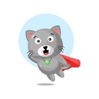 Cute cat super flying cartoon character vector