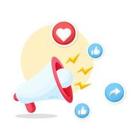 Megaphone with social media marketing icon illustration vector