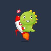 Cute crocodile character riding a rocket vector