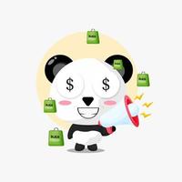 Cute panda with black friday discount illustration vector