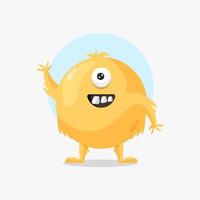 Cute yellow monster cartoon illustration vector