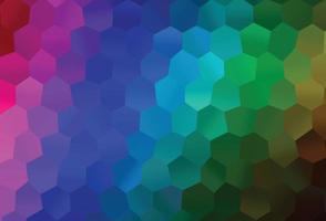 diseño de vector de arco iris multicolor oscuro con formas hexagonales.