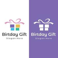 Logo design gift box or gift box template with ribbon sign, letter G and gifts.Logo for surprise,valentin,birthday,gift shop,party and business. vector