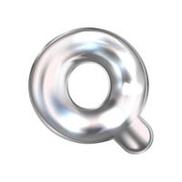 Silver perl foil inflated alphabet symbol, isolated letter Q vector