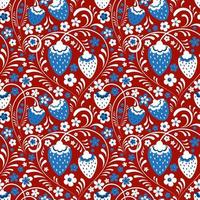 Strawberry fields in Russian Folk Style vector