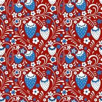 Strawberry fields in Russian Folk Style vector