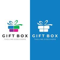 Logo design gift box or gift box template with ribbon sign, letter G and gifts.Logo for surprise,valentin,birthday,gift shop,party and business. vector