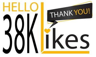 Thanks 38k Design likes. Celebrating 38000 or thirty eight thousand likes. Vector illustration.