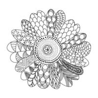 sunflower of zentangle coloring page with decorative flower background design illustration vector