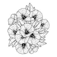 malvarrosa flor garabato imágenes prediseñadas página para colorear con flor decorativa fondo diseño ilustración vector