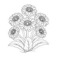 daisy flower drawing kids coloring page with pencil line art design in detailed vector graphic