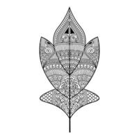 Decorative leaf vector graphic outline of coloring page template design with hand drawing