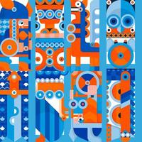 Orange and blue nordic valkyrie seamless pattern vector