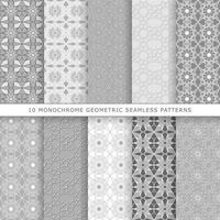 Set of ten geometric seamless patterns vector