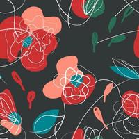 Poppy seamless pattern in a vintage style. vector