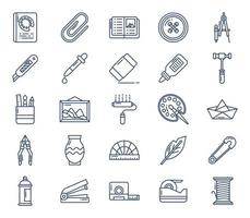 conjunto de iconos de herramientas de artesanía y papelería vector