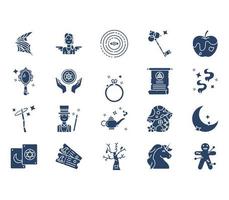 Magic and fairy tale icon set vector