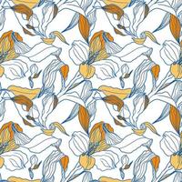 White seamless pattern with high detalised alstroemeria buds and flowers vector