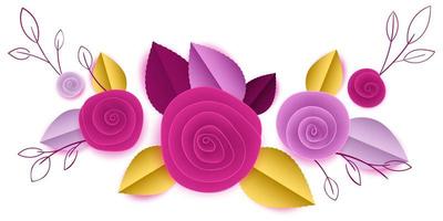 Cut paper rose flowers in vignette vector