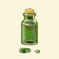 Medical green glass wide bottle vector