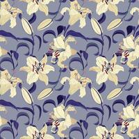 Oriental Lilies floral light violet seamless pattern vector