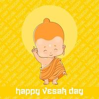 Little Buddha in Happy Vesak Day vector