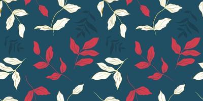 Peony white golden and red leaves seamless pattern vector