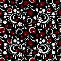 Winter cranberries pattern in Khokhloma style vector