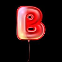 Red metallic balloon, inflated alphabet symbol B vector