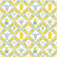 Milk seamless plaid pattern. Can and cow vector